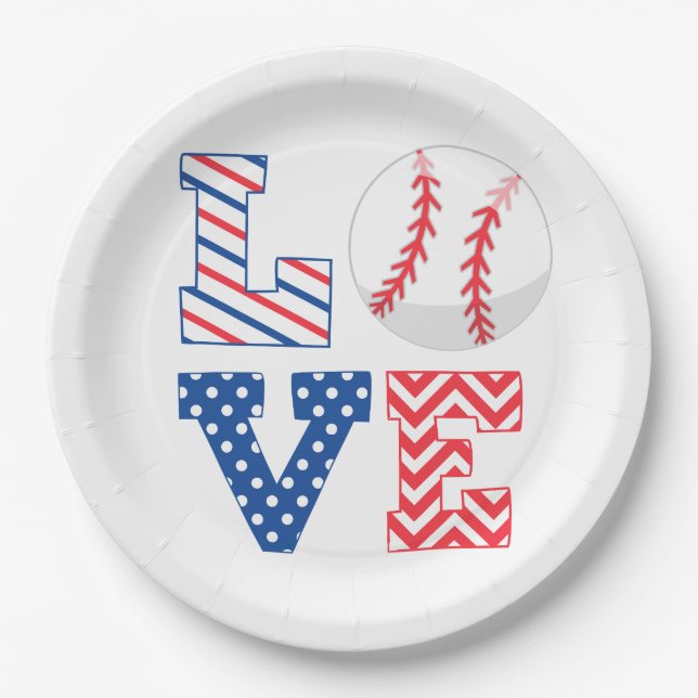 Assiettes En Carton Love Baseball Sports (Devant)