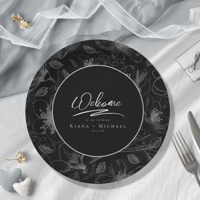 Assiettes En Carton Love Calligraphie Mariage Motif Floral Wht ID940 (Créateur téléchargé)