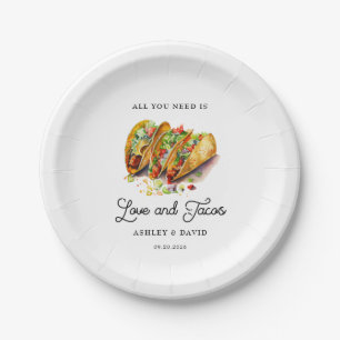 Assiettes En Carton Love et Tacos Fête de Fiançailles