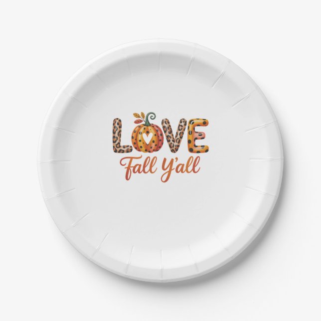 Assiettes En Carton Love Fall Y'all Fall (Devant)