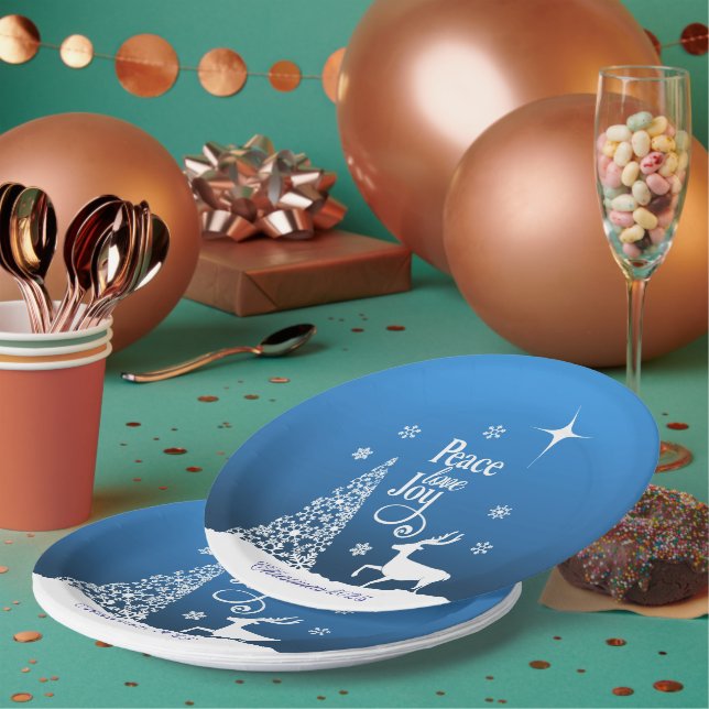 Assiettes En Carton Love, Joy, Peace, Christmas - Personalize (Multi)