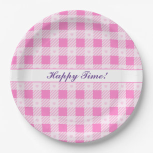 Assiettes En Carton Love Plaid Collection rose moderne