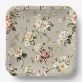 Assiettes En Carton LoveBird Floral Party Plate