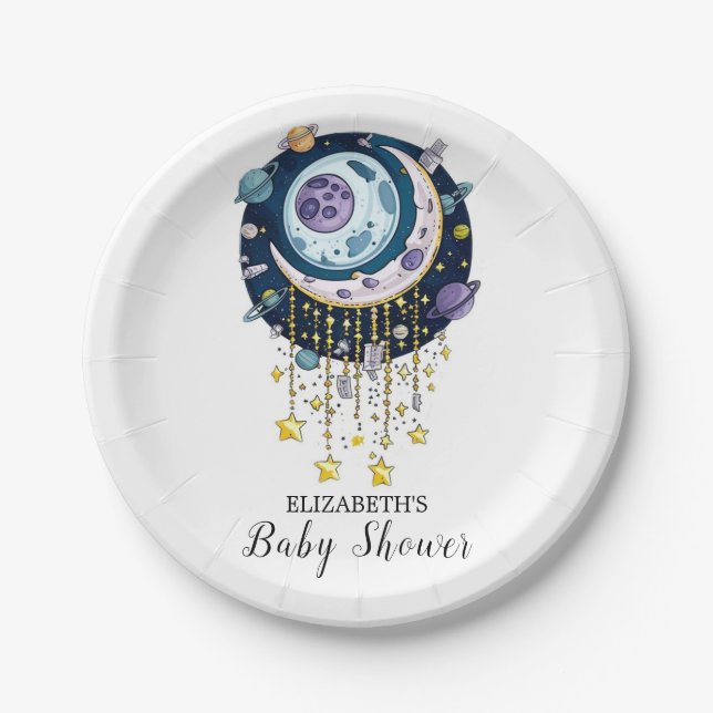 Assiettes En Carton Lovely Mystical Stars Baby shower (Devant)