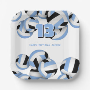 Assiettes En Carton lt bleu noir volleyballs anniversaire de enfant