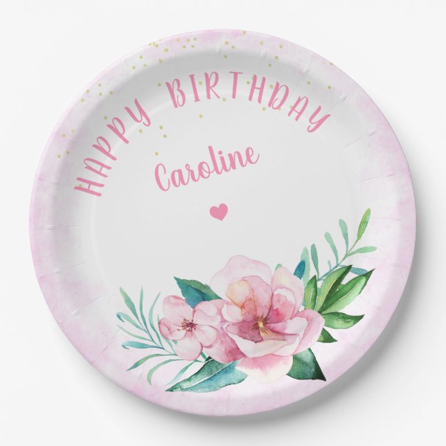 Assiettes En Carton Luau Beach Tropical Floral Hawaiian Anniversaire (Devant)