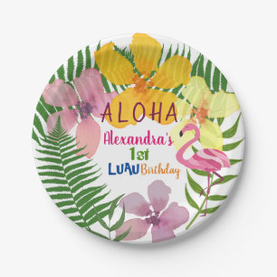 Assiettes En Carton Luau Floral 1er anniversaire