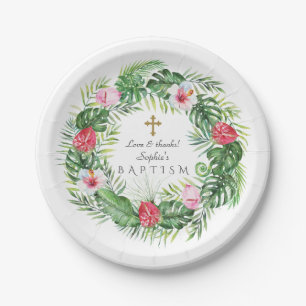 Assiettes En Carton Luau Hawaiian Fleurs Tropicales Wreath Baptism