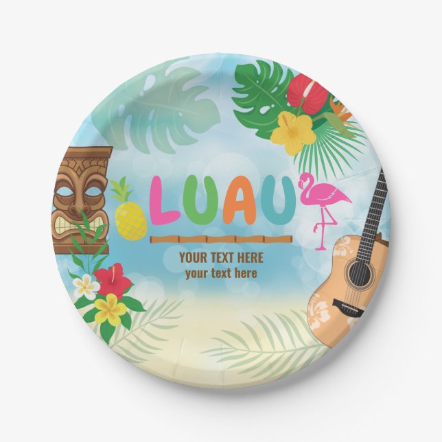 Assiettes En Carton Luau Thème Tropical (Devant)