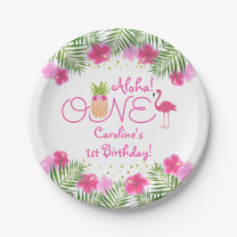 Assiettes En Carton Luau Tropical Floral Girl 1er anniversaire