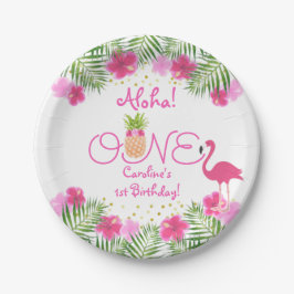 Assiettes En Carton Luau Tropical Floral Girl 1er anniversaire