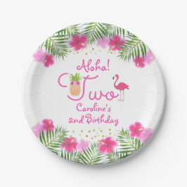 Assiettes En Carton Luau Tropical Floral Girl 2ème anniversaire