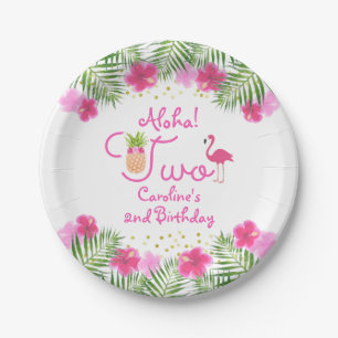 Assiettes En Carton Luau Tropical Floral Girl 2ème anniversaire