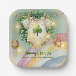 Assiettes En Carton Lucky Charm Shamrock et Baby shower Rainbow