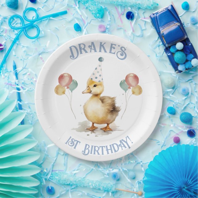 Assiettes En Carton Lucky Duck 1ère fête d'anniversaire (Fête)