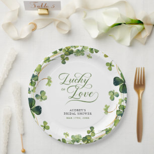 Assiettes En Carton Lucky in Love Baby Shower Trèfle Vert
