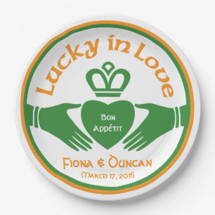 Assiettes En Carton Lucky in Love Irish Claddagh Mariage