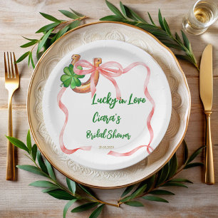 Assiettes En Carton Lucky in love trèfle ruban de la nuptiale
