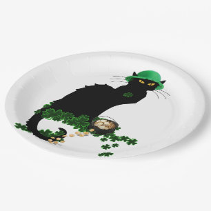 Assiettes En Carton Lucky Le Conversation Noir Saint Patrick's Day