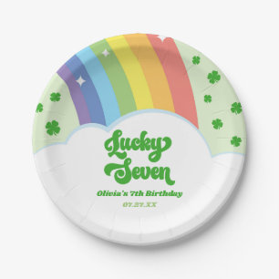 Assiettes En Carton Lucky Seven Rainbow Cloches 7e fête d'anniversaire