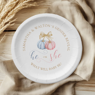 Assiettes En Carton Lui ou elle tombe Citrouille Sexe Plaques de papie