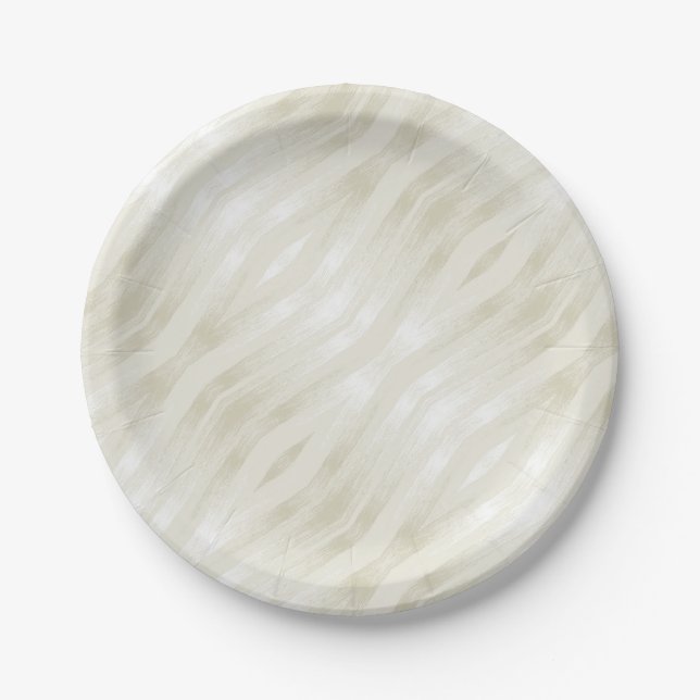 Assiettes En Carton Lumière noble texturée beige et blanc (Devant)