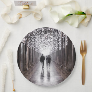 Assiettes En Carton Lumière, ombres et symétrie - sépia