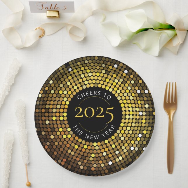 Assiettes En Carton Lumières de cercle scintillantes Nouvel An (Mariage)