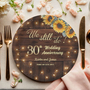 Assiettes En Carton Lumières de Chaîne de 30e Anniversaire de Mariage
