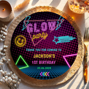 Assiettes En Carton Lumières de Neon lumineux Merci fête d'anniversair