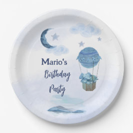 Assiettes En Carton Lune bleue petit éléphant garçon d'anniversaire