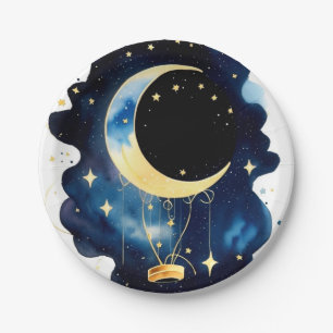 Assiettes En Carton Lune brillante et étoiles Baby shower Party