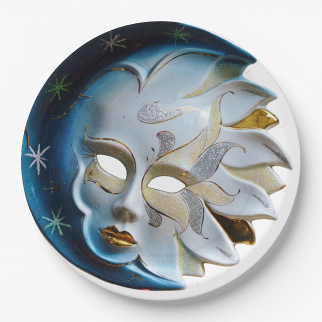 Assiettes En Carton Lune céleste et masque (Devant)