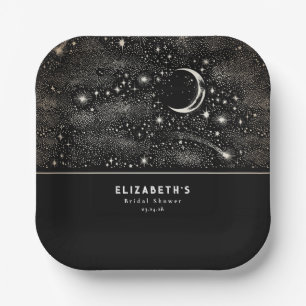 Assiettes En Carton Lune et Étoiles Céleste Nuit Étoilée