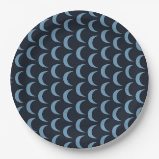 Assiettes En Carton Lune moderne à quarts noir et bleu