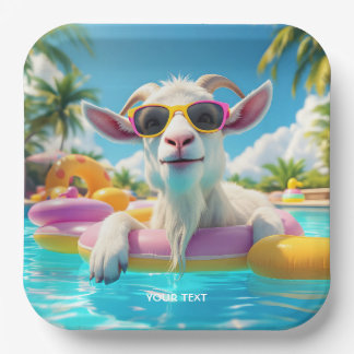Assiettes En Carton Lunettes de chèvre de chèvre mignonne Imaginaire