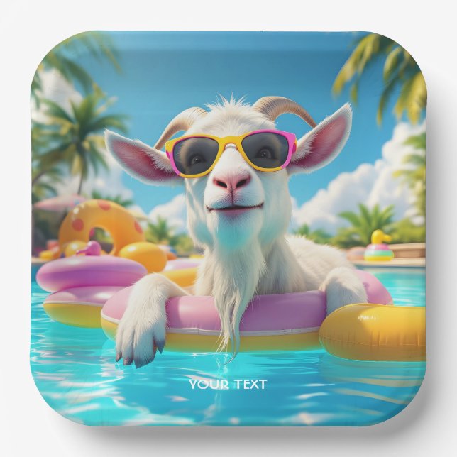 Assiettes En Carton Lunettes de chèvre de chèvre mignonne Imaginaire (Recto)