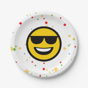 Assiettes En Carton Lunettes de soleil cool Emoji