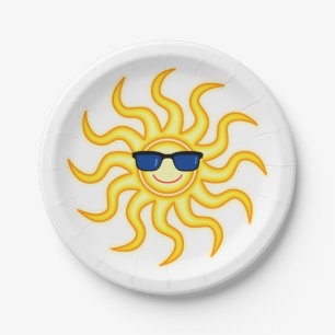 Assiettes En Carton Lunettes de soleil de port de sourire de Sun