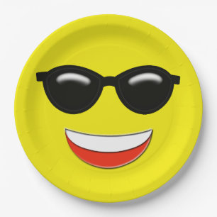 Assiettes En Carton Lunettes de soleil froides Emoji