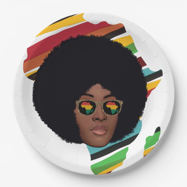 Assiettes En Carton Lunettes pour femme africaine | continent africain (Devant)