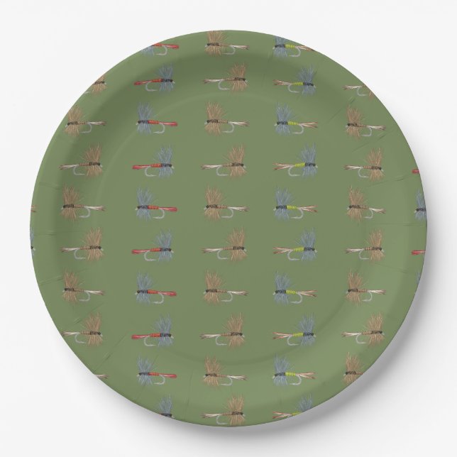 Assiettes En Carton Lures de pêche à la mouche (Devant)