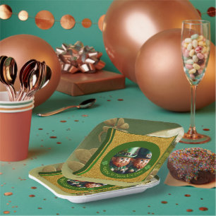Assiettes En Carton Lutins de la Saint-Patrick de trèfle vintage PPP