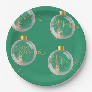 Assiettes En Carton Luxe Gold et Green Christmas