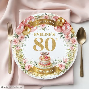 Assiettes En Carton Luxe Gold Numéro 80e Plaques papier d'anniversaire