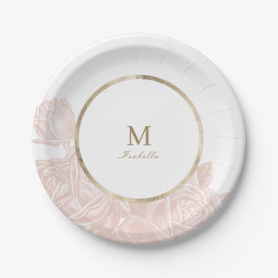 Assiettes En Carton Luxe rose blush or vintage douche nuptiale