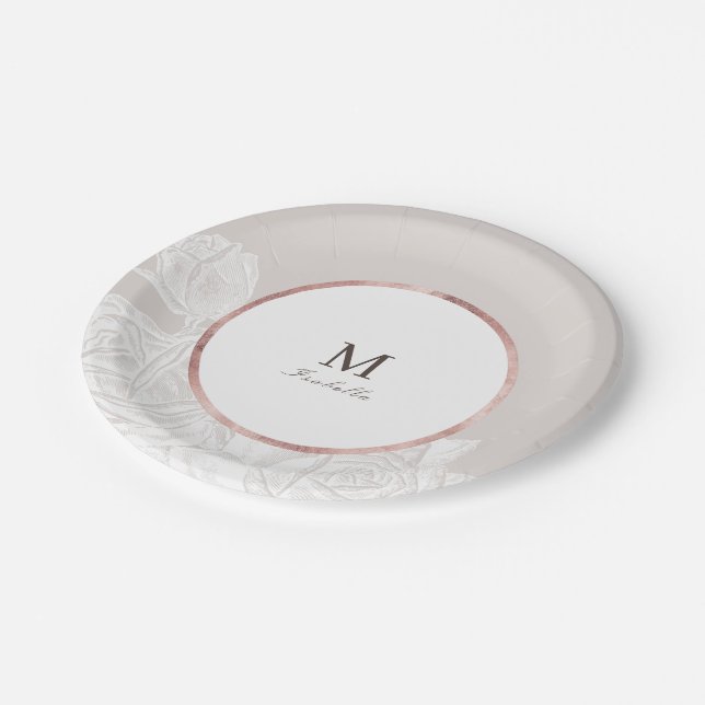 Assiettes En Carton Luxe rose gold vintage botanical shower de mariage (Angle)