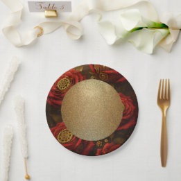 Assiettes En Carton Luxury Steampunk Roses Romantic Gold Gears