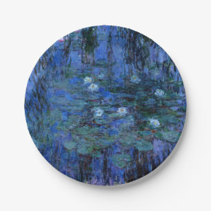 Assiettes En Carton Lys d'eau bleu Claude Monet