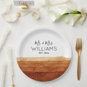 Assiettes En Carton M. et Mme Boho Aquarelle Désert Abstrait